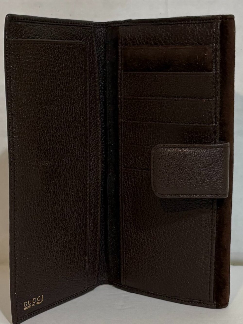 GUCCI Vintage Bamboo with Hook Long Leather & Suede Wallet PRISTINE CONDITION - Picture 3 of 8
